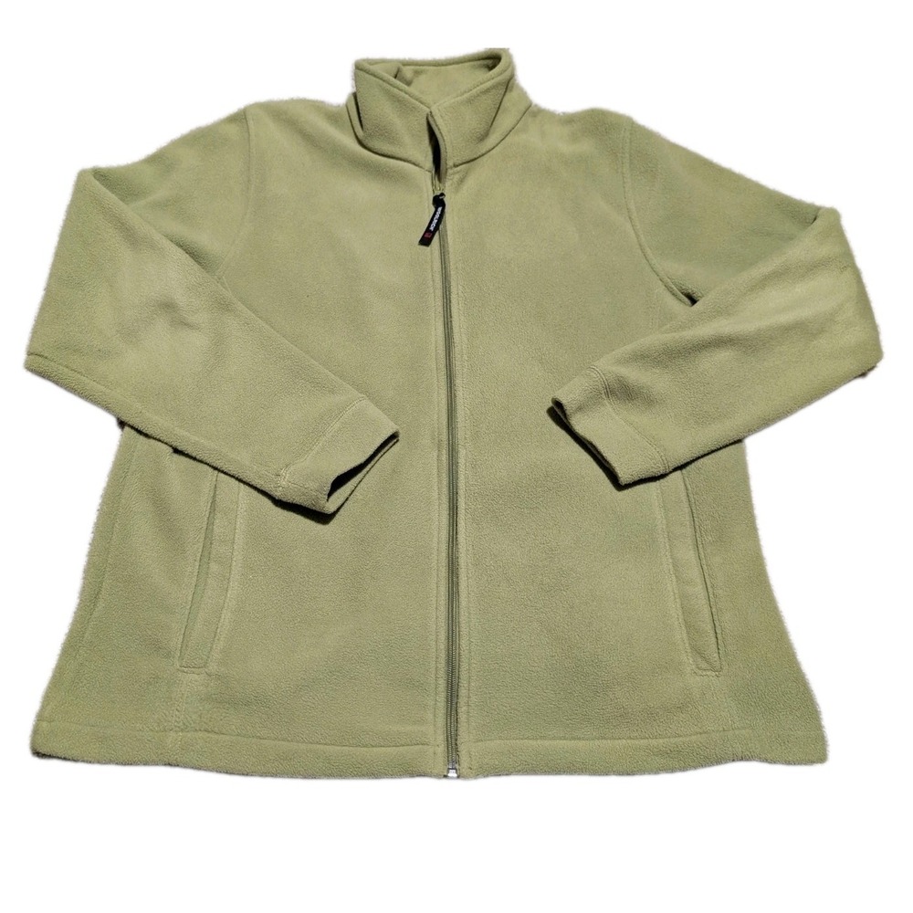 Woolrich Full Zip Front Fleece Jacket Lightweight Hiking Outdoor Sage Green L